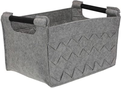 Hoogwaardige Vilt Baskets in Diverse Maten of Set | Rechthoekig Lichtgrijs | Houten Handvat | Multifunctionele Opbergmand voor Decoratie en Organisatie
