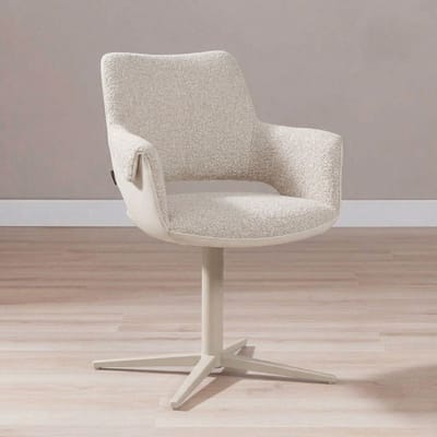 Bronx71® Eetkamerstoel Jules draaibaar bouclé taupe - stoel