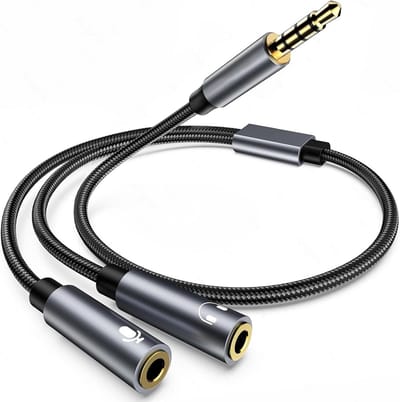Koptelefoon Adapter - Audio Splitter - Geluid Delen - Twee Poorten - Compact Formaat - Zwart
