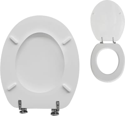Toiletbril Hout - WC-bril Zitting - Badkamer Upgrade - Universele Pasvorm - 374 x 467 cm - Wit