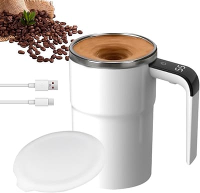 Automatische zelfroerende mok 380 ml met temperatuurweergave voor koffie en melk, ideaal voor thuis en op kantoor