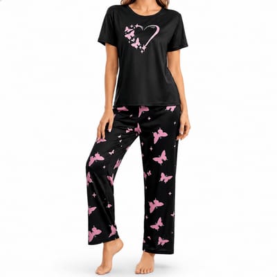 Boncy® Pyjama Set Dames Zacht Hart - Pyama Nachtkleding Volwassenen - Pyjamabroek Meisje - Maat M