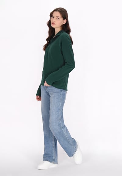 Mymo Fleece trui Dames donkergroen