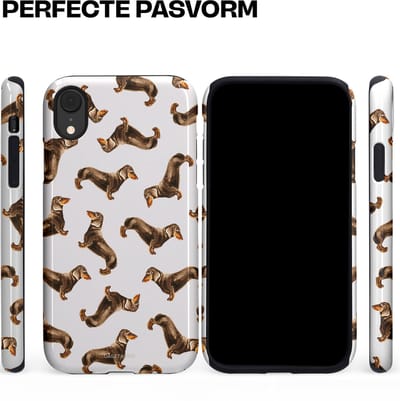 Casetastic Hoesje Geschikt voor Apple iPhone Xr - Stijlvolle Beschermende Duo-layer Case - Teckel Twister