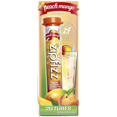 Zipfizz, Mélange pour Boisson Énergétique, Pêche Mangue, 20 Tubes, 0,39 oz (11 grammes) Chaque