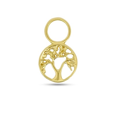 New Bling - 9NBG-O134 - 14K goud – Oorbelhanger - per stuk – Cirkel – Tree of Life
