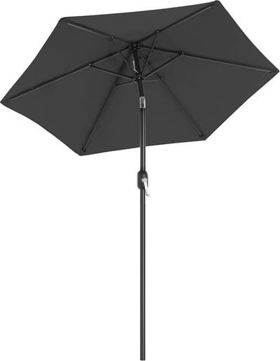 FurnStar - Parasol 210 cm - UPF 50+ - Strandscherm - Aan beide zijden 30° knikbaar - Zonwering - Met zwengel om te openen/sluiten - Voor terras, balkon, zwembad - Grijs