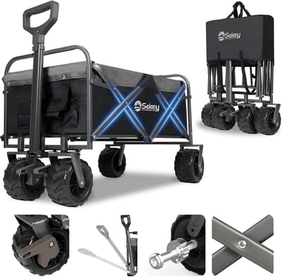 Opvouwbare Bolderkar 200KG voor Diverse Terrains met Telescoopstang
