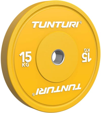 Tunturi Platinum bumperplates - Halter gewichten - Halterschijven - 1x 15kg - Geel