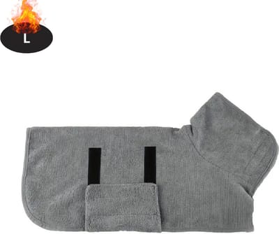Livano Hondenbadjas - Hondenhanddoek - Voor Honden - Hondenkleding - Hondentrui - Hoodie - Sneldrogend - Grijs - L