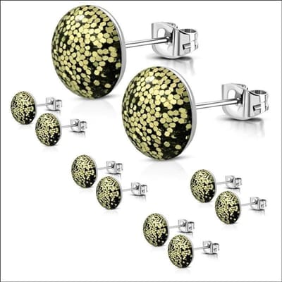 Aramat Jewels | Oorbellen | RVS Glitter Oorbellen 8mm - Sprankelende Oorstekers | 8mm / Gold dust | | | | | Verkleurd niet