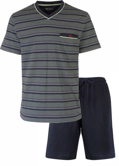 Paul Hopkins Heren Shortama - Pyjama Set - Gestreept - Groen/Blauw - Maat S