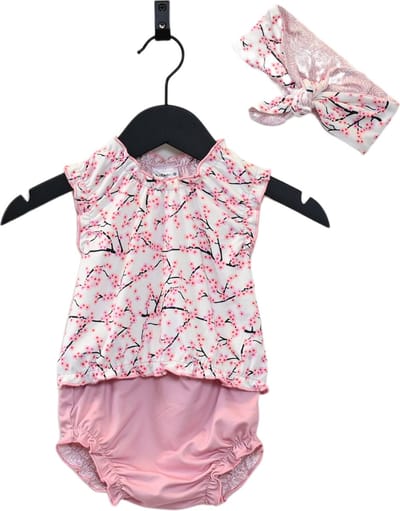 Ducksday - Omkeerbare tankini met haarlint - voor meisjes - UPF 50+ - Driedelige zwemset - Rosie - Maat 86