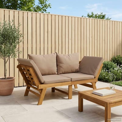 vidaXL - 3-in-1 - Tuinbank - met - Kussens - Massief - Acacia - Hout - Taupe