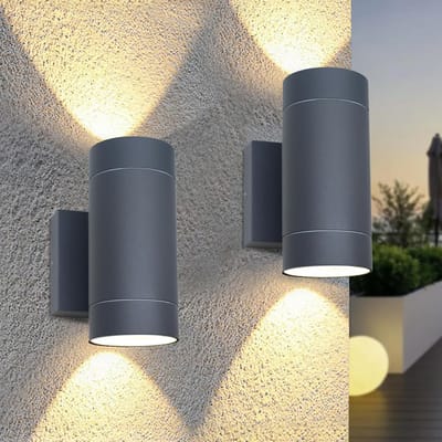 Buitenwandlampen 2-pack GU10 IP65 Antraciet Aluminium Op en Neer Licht