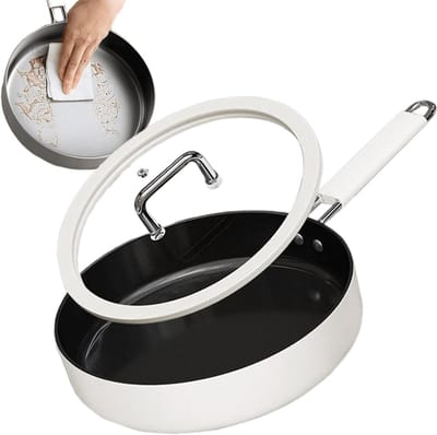 Koekenpan - Koekenpan met deksel - Dagelijks koken - Titanium keramiek - 24 cm - Zwart