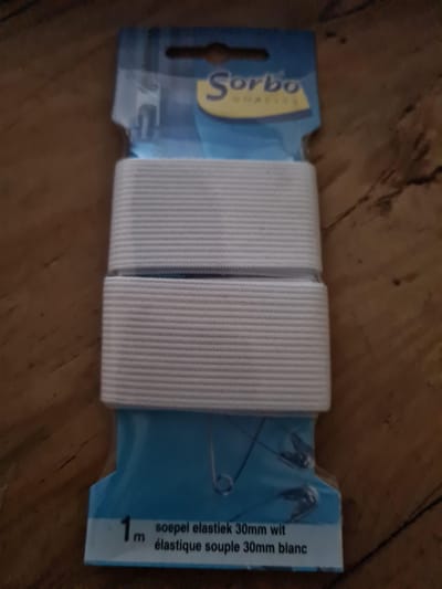 Sorbo Soepel Elastiek - 1m - 30mm breed - Wit