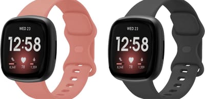 Strap-it Bundel van 2 Siliconen Classic Bandjes - Geschikt voor Fitbit Versa 3 Maat: S - Zwart & Roze - Sportbandje - Sportarmband - Siliconen Band - Waterbestendig & zweetbestendig