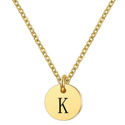 Marama - ketting letter K - RVS-Gold Plated - dames - cadeau - goud - ronde hanger - collier - luxe geschenkverpakking