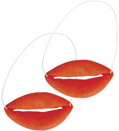 Fiestas Guirca Botox lippen - 2x - rood - met elastiek - duckface mond - nep dikke lippen - verkleedaccessoires