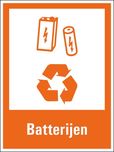 Batterijen scheiden sticker 200 x 150 mm