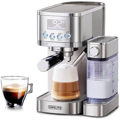 Elektrische Koffiemachine met Melkschuimsysteem 3 Temperatuur Instelbaar 20Bar Voorinfusie Koffie EU plug gray