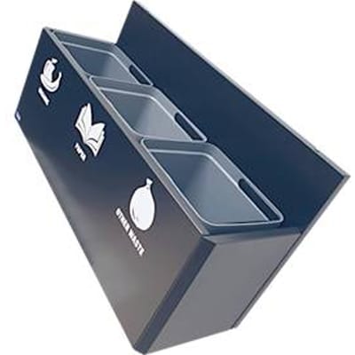 Bica recyclingbak 812, 3 x 15 liter, wandgemonteerd, gepoedercoat staal, kunststof binnenemmer, B 865 x D 290 x H 450 mm, antraciet