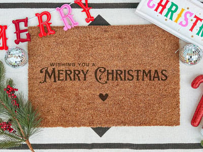 Wishing You A Merry Christmas | 90x60 cm | Nieuwe huis cadeau | Ingangsmat | Deurmat met stijl | Verhuizing cadeau | Praktisch & trendy | Perfect voor binnenkomst | Cadeau voor nieuwe woning