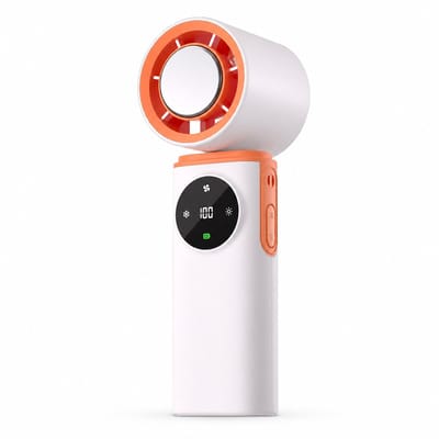VHV-Mini Handventilator geel- High-Speed Turbo Fan met IJskoeling - 6000mAh Oplaadbare Accu - Draagbare Ventilator met 5 Snelheden - Stille Personal Fan voor Kantoor en Reizen
