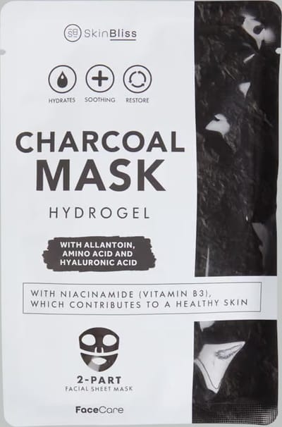 Gezichtsmasker face care - Charcoal hydrogel - met niacamide, vitamine B3 - reinigend herstellend hydraterend verzachtend - 2 delig tissue masker - sheet mask