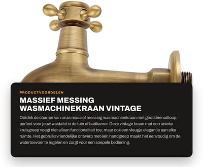 Dailygoods- Wasmachinekraan Massief Messing - Gootsteenuitloop G1/2 - Vintage Stijl - Eenvoudig te Bedienen - Multifunctioneel Ontwerp - Eén Handgreep - Wastafelkraan