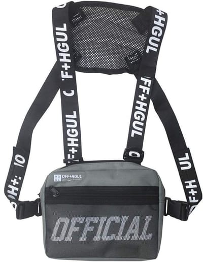Allecto - Hiphop-borsttas - Crossbodytas - Modieuze heuptas - Lichtgrijs - Tactische vesttas - Geschikt voor alle gelegenheden - Eén maat