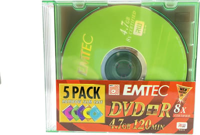 Emtec Regenboog Hoesjes Premium Digital Video Quality DVD+R 120 min 4.7 GB 5-pack
