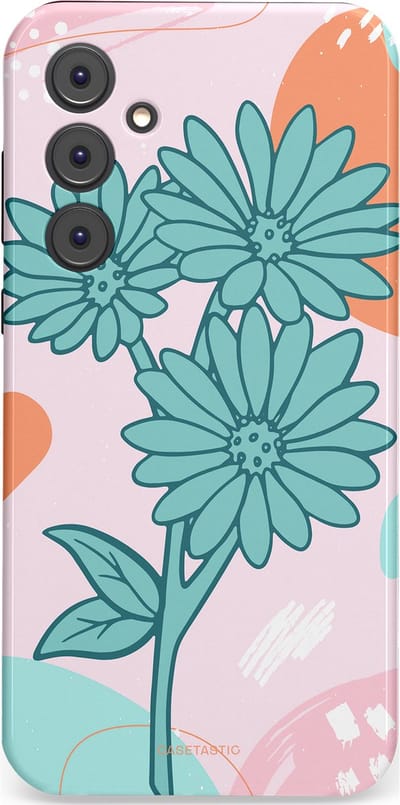 Casetastic hoesje geschikt voor Samsung Galaxy A35 - Dubbellaagse bescherming - Roze Oranje Bloemen - Fashion Case - Wit Mintgroen Lichtroze Lichtblauw