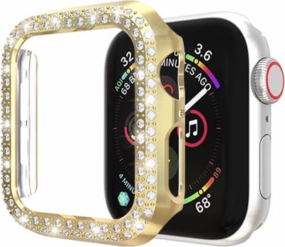 Hoesje geschikt voor Apple Watch 44MM - Bumper hoesje - Diamant - TPU - Goud