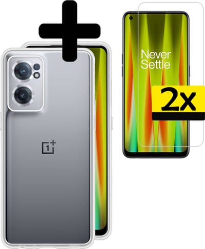 Hoesje - Met 2x Screenprotector - Geschikt voor OnePlus Nord CE 2 - Sterk & Shockproof - Back Cover - Siliconen Case - Telefoon Hoes - Telefoonhoesjes - Transparant