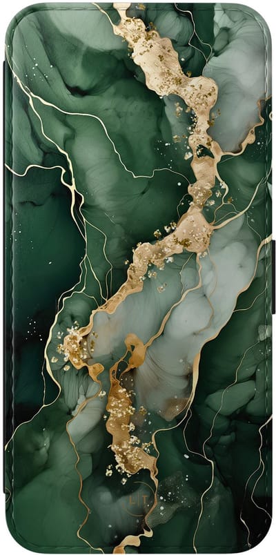 Leuke Telefoonhoesjes - Hoesje geschikt voor Samsung Galaxy A56 bookcase leer - Marmer groen goud - Marmer groen goud - Wallet Case met pasjeshouder - Marmer - Groen, Goud
