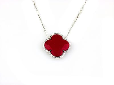 model Fiori klein ketting in zilver rode klaver