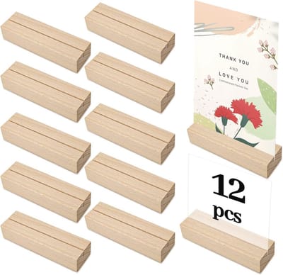 12 Stuks Houten Kaarthouders - Stabiele Tafelkaarthouders voor Bruiloften, Feestjes en Restaurants
