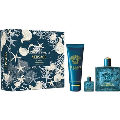 Set Versace: Eros, Eau De Parfum, Voor Mannen, 100 ml + Eros, Eau De Parfum, Voor Mannen, 5 ml *Miniatuur + Eros, Douchegel, Voor Alle Huidtypen, 150 ml