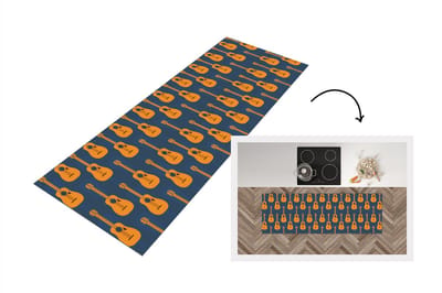 Keukenloper - Loper keuken - Gitaar - Patronen - Muziek - 150x50 cm - Keukenloper vinyl