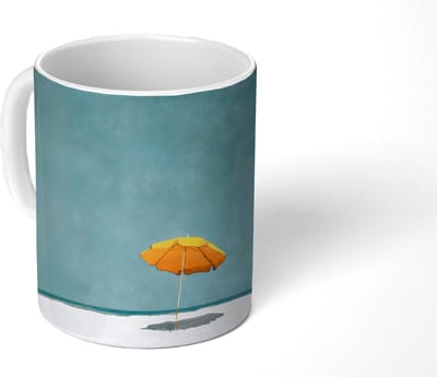 Mok - Koffiemok - Parasol - Geel - Strand - Zee - Mokken - 350 ML - Beker - Koffiemokken - Theemok