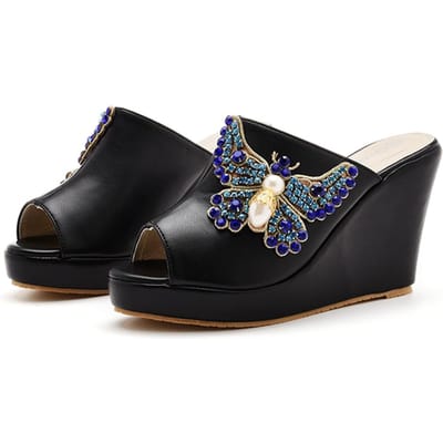 Strass Strik Vissenmond Hak Grote Maat Sandalen Waterdicht Platform Romeinse Sandalen Nieuwe Stijl 41