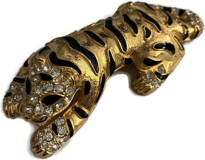 Petra's Sieradenwereld - Broche tijger goudkleurig met Swarovski steentjes (5)