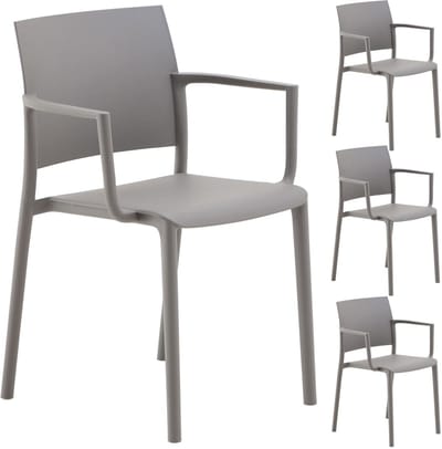 Tuinstoel TERRA, stapelbaar, set van 4 - grijs