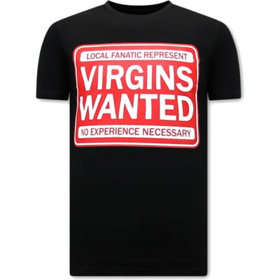 Shirt met Print Heren - Virgins Wanted - Zwart