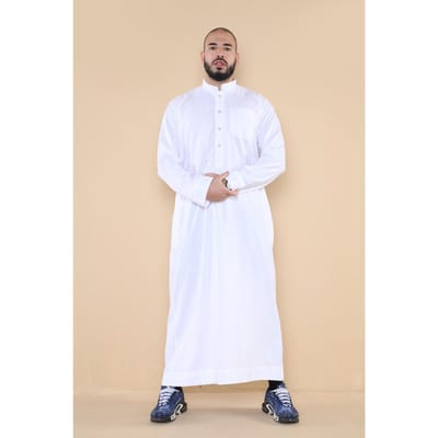 Mens witte Thobe Jubba Saoedi-Islamitische Arabische Eid katoen Kaftan Jubbah Umrah gewaad