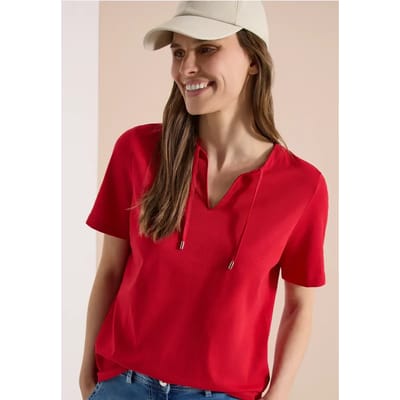 Shirt met korte mouwen en gespleten hals