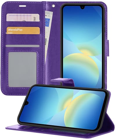 Hoesje - Geschikt voor Samsung Galaxy A26 - Luxe Bookcase - Walletcase Hoes - Portemonnee - Cover - Telefoonhoes - Paars