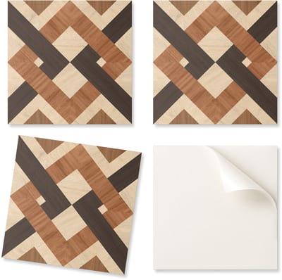 Set vinyltegels met een geometrisch houtpatroon voor de keuken of badkamer, 9x30x30 cm